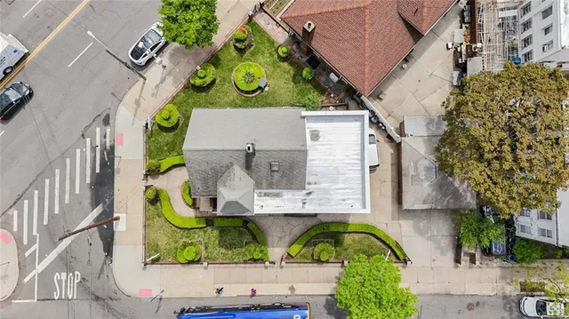 an aerial view of a house