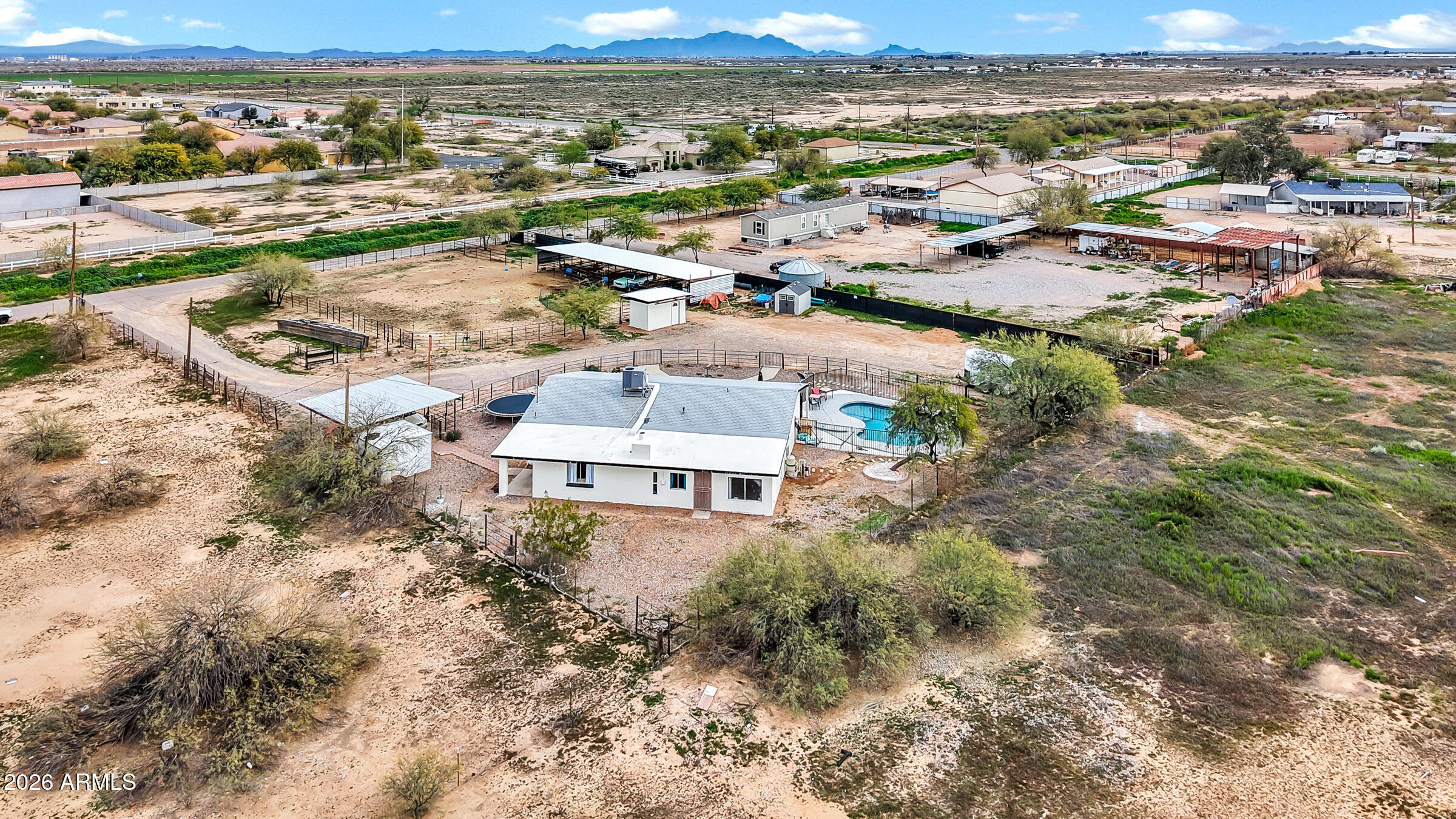 6618 North Evans Road Coolidge, AZ 85128 - Photo 39 of 48 an aerial view of residential houses with outdoor space