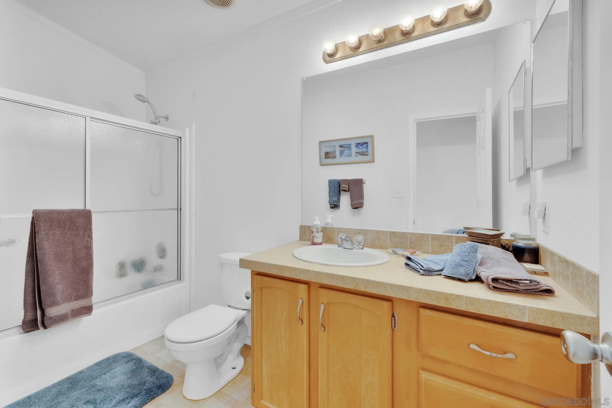 3240 Chimney Rock Road Ranchita, CA 92066 - Photo 16 of 34 a bathroom with a granite countertop sink toilet and shower