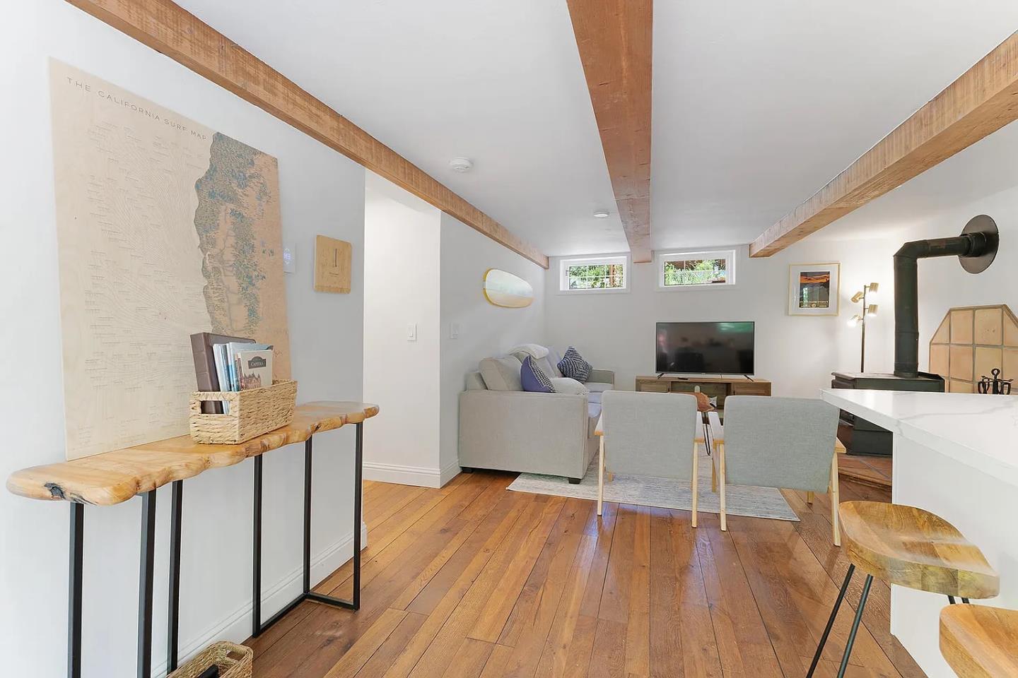 1003 Laurel Glen Road Soquel, CA 95073 - Photo 42 of 101 a living room with furniture a flat screen tv and kitchen view