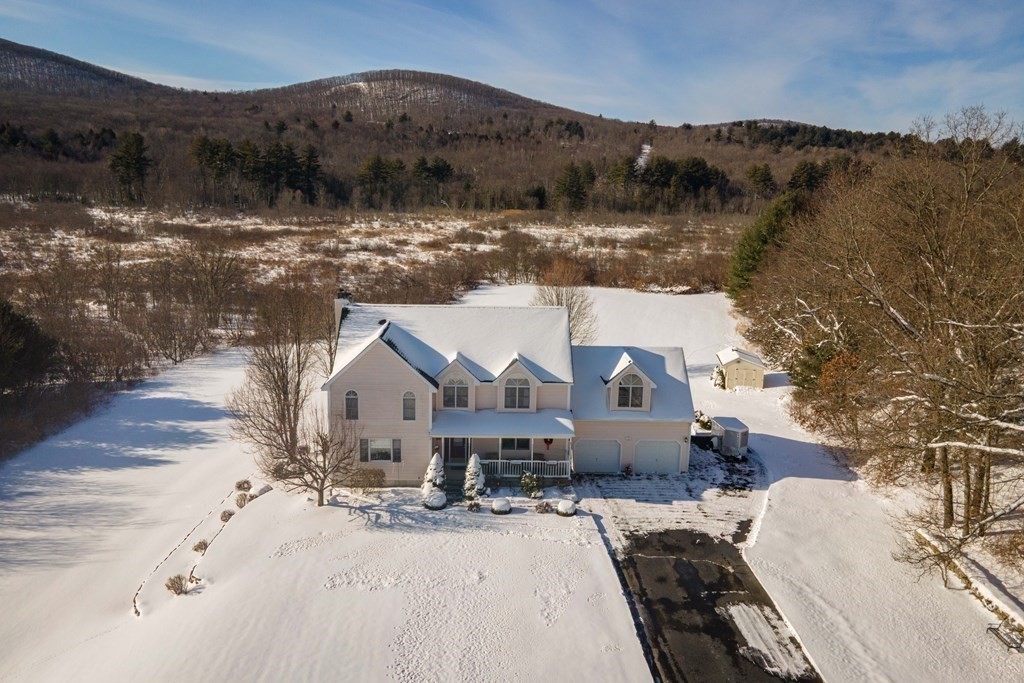 an aerial view of a house