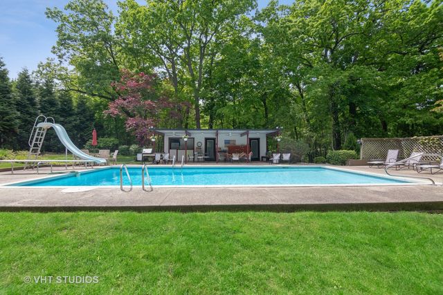 a view of a park with slide