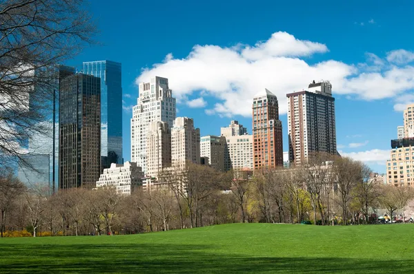 a view of a city with tall buildings