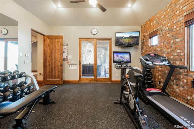 a view of a room with gym equipment