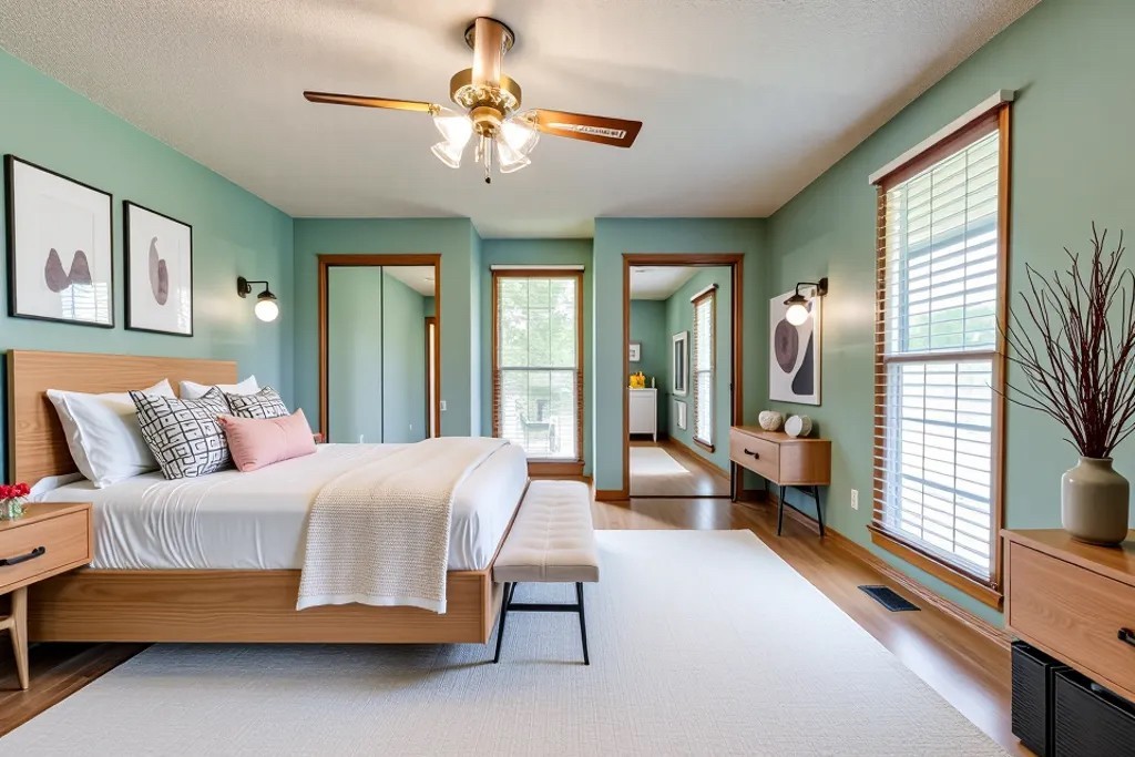 1087 Charley Davis Road Goodspring, TN 38460 - Photo 20 of 80 a bedroom with a balcony a bed and a chandelier