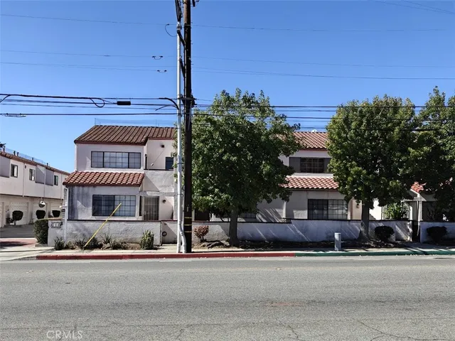 front view of a building with a street