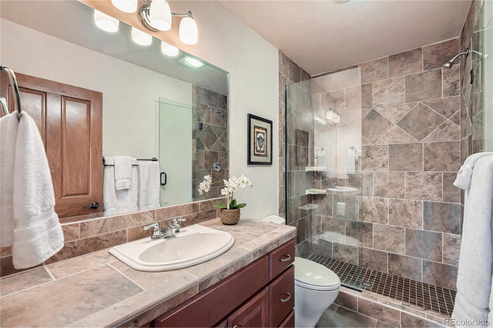 401 Raptor Point Golden, CO 80403 - Photo 19 of 44 a bathroom with a sink a toilet and shower