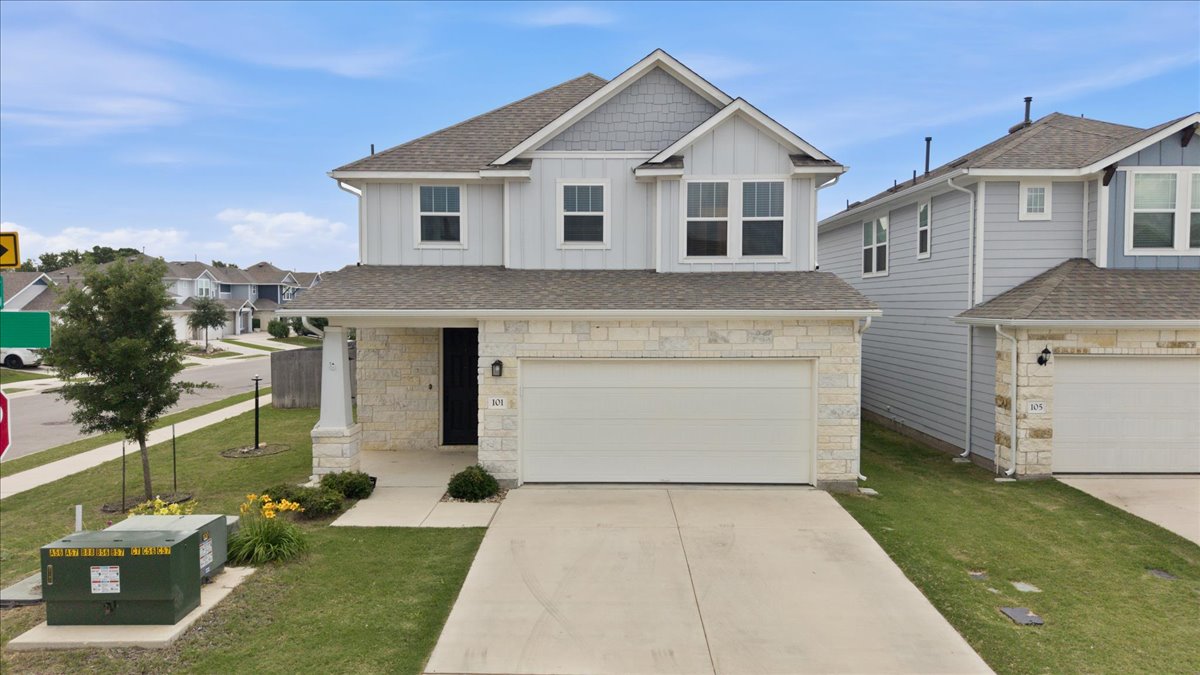 101 Free Stone Drive Georgetown, TX 78628 - Photo 1 of 40 Contemporary two-story residence featuring a stone and siding exterior