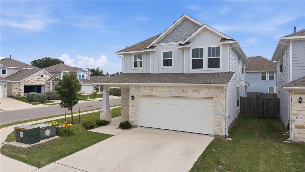 101 Free Stone Drive Georgetown, TX 78628 - Photo 33 of 40 Two-story residence featuring light stone veneer and light horizontal siding
