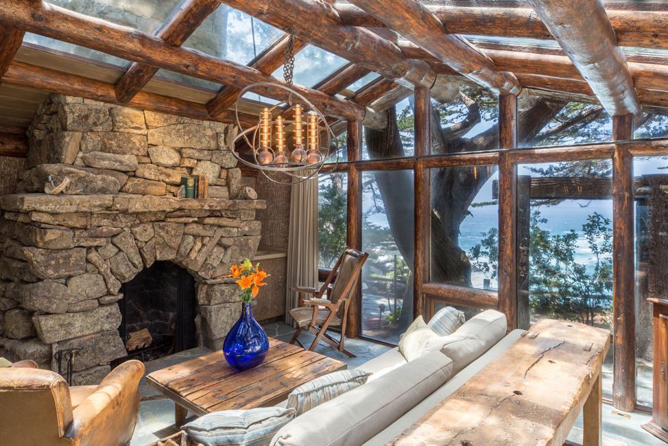 157-163 Spindrift Road Carmel, CA 93923 - Photo 27 of 100 a living room with fireplace furniture and a floor to ceiling window