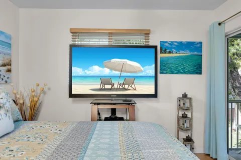 a view of a chair and deck