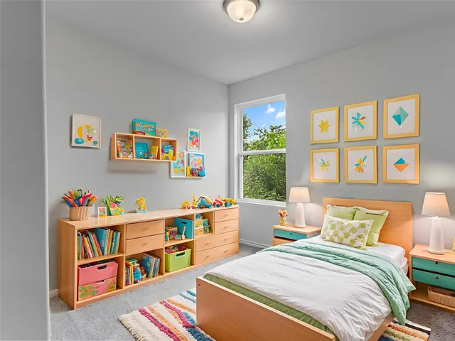 a room with furniture and a book shelf