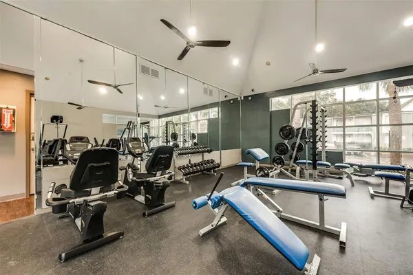 a view of a room with gym equipment