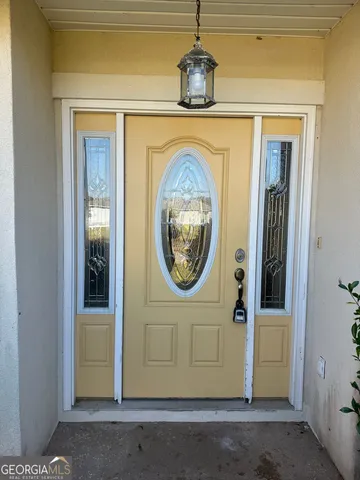 a front view of a house with a window
