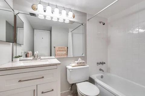 a bathroom with a bathtub