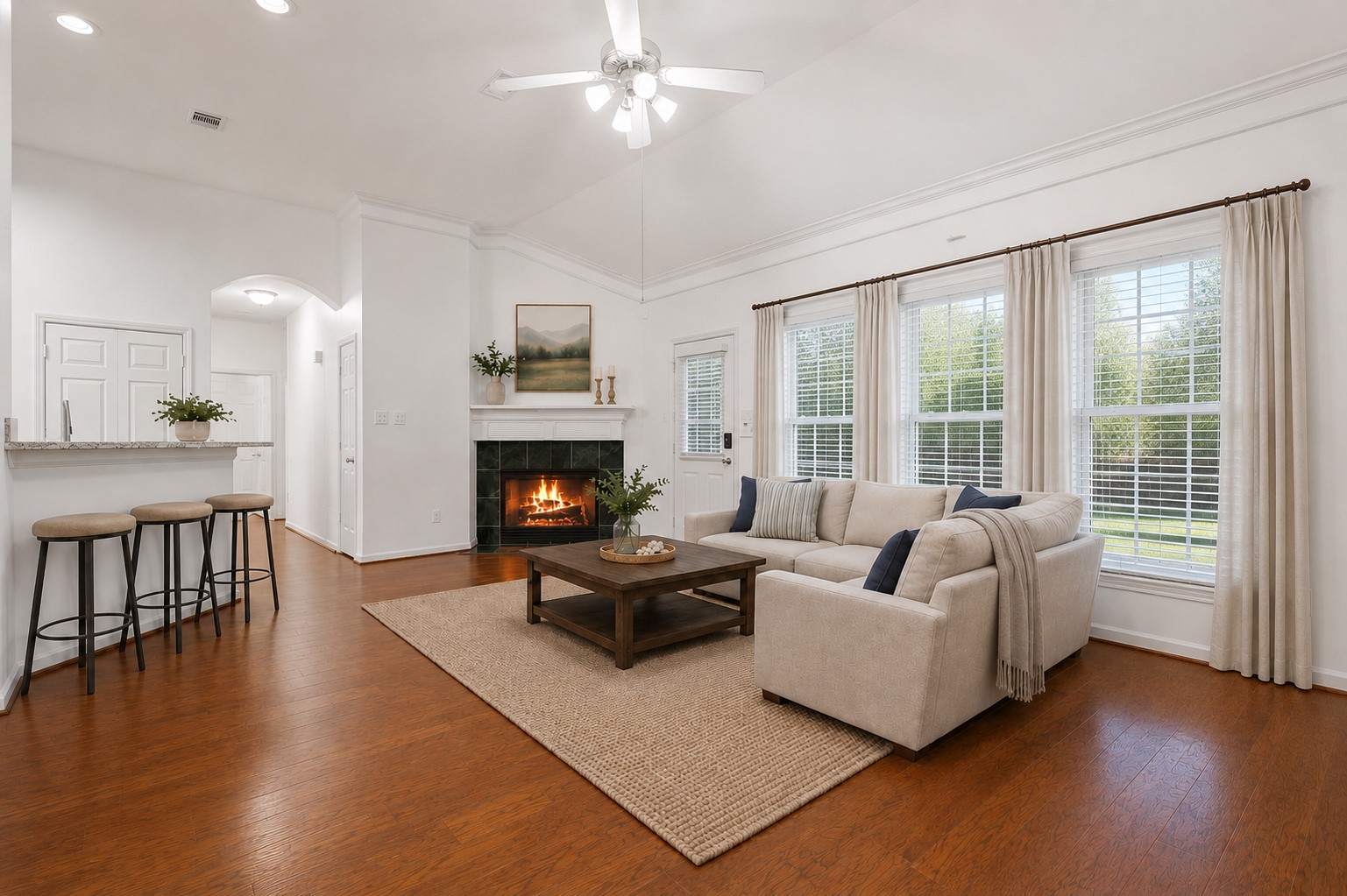 5815 Pheasant Ridge Lane Houston, TX 77041 - Photo 20 of 43 This amazing family room features a real fireplace with gas logs, perfect for cozy evenings on chilly nights. Enjoy added peace of mind with the Generac whole-home generator, providing backup power when needed. This spacious family area has been virtually staged.
