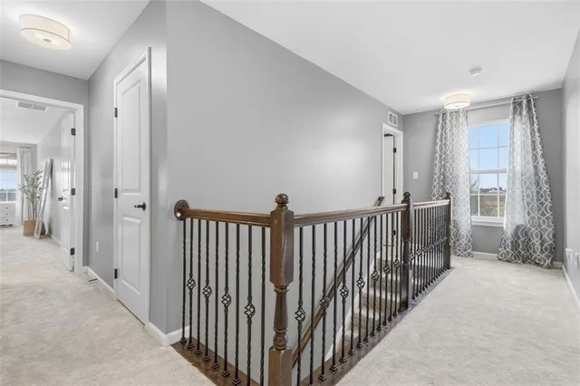 a view of a hallway with closet area