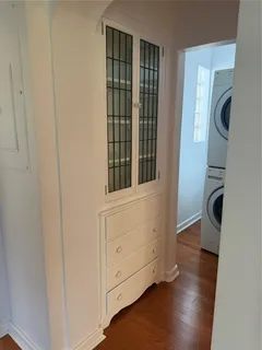 a view of a storage & utility room with washer and dryer