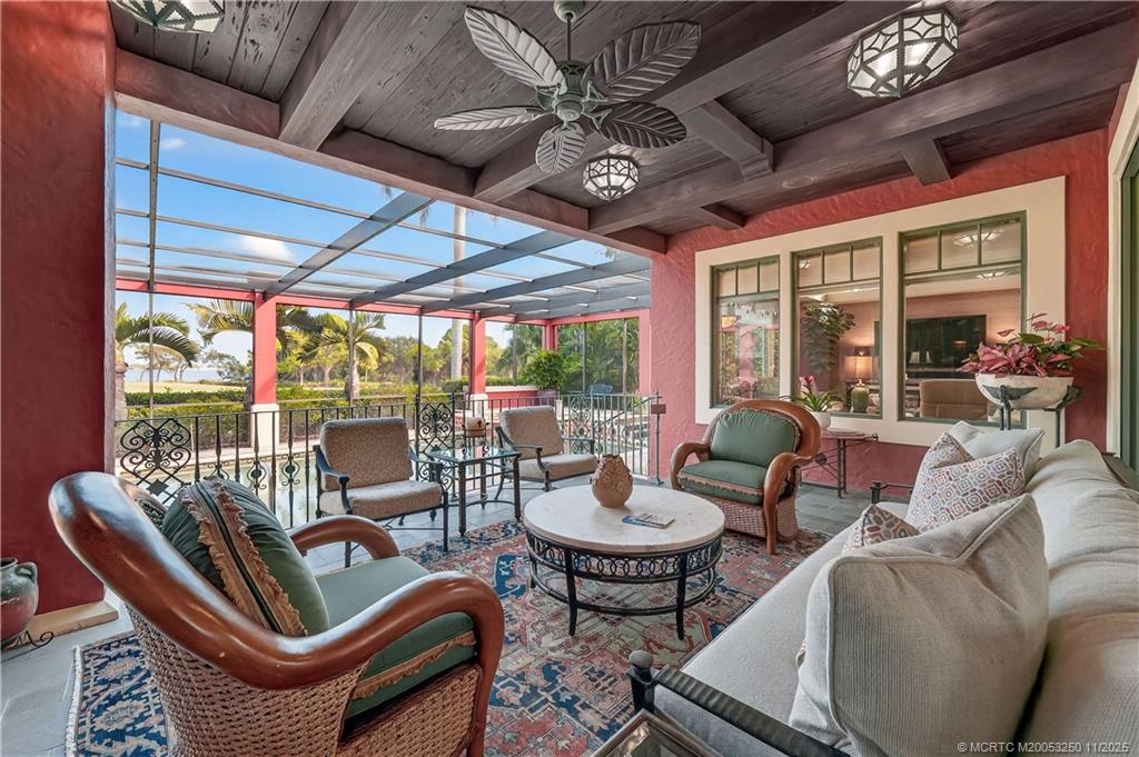 1210 Northwest Winters Creek Road Palm City, FL 34990 - Photo 61 of 73 Covered outdoor seating area with Pecky Cypress ceiling