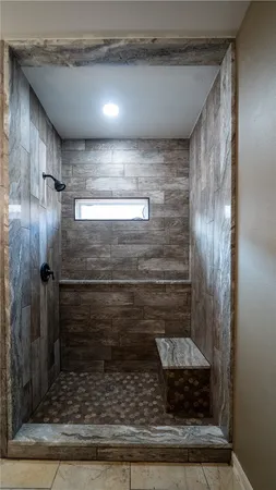 a bathroom with a shower