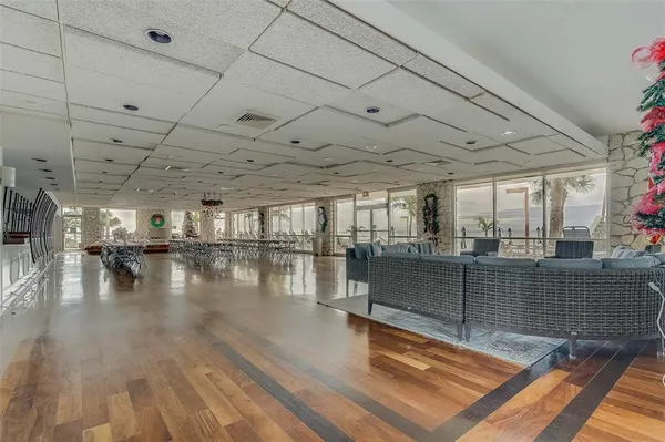 a view of a swimming pool with a patio