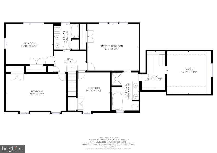 9409 Brooke Drive Bethesda, MD 20817 - Photo 46 of 47 Second level floor plan