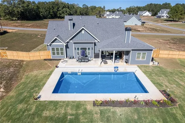 an aerial view of a house