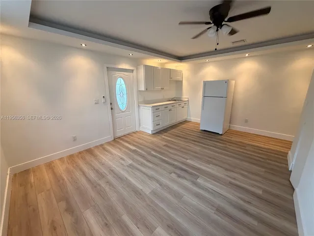 a view of a room with racks on the wall