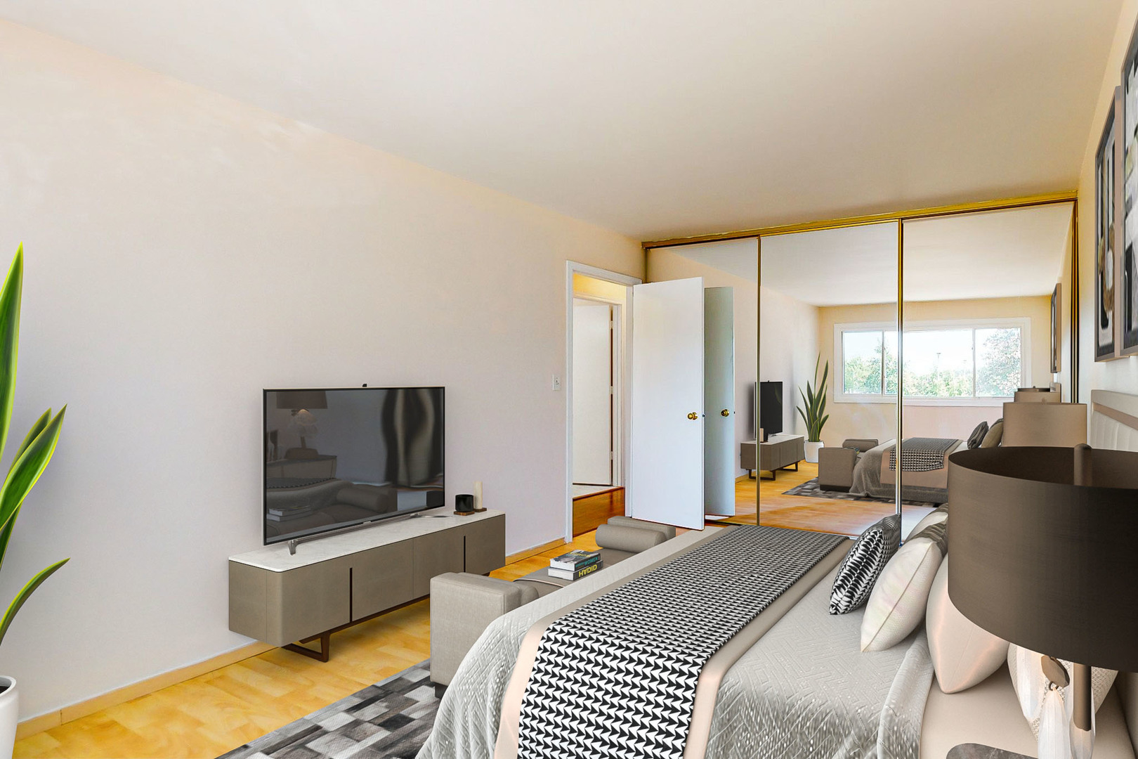 1009 Spring Mill Drive Hoffman Estates, IL 60169 - Photo 9 of 35 a bedroom with a bed and large windows