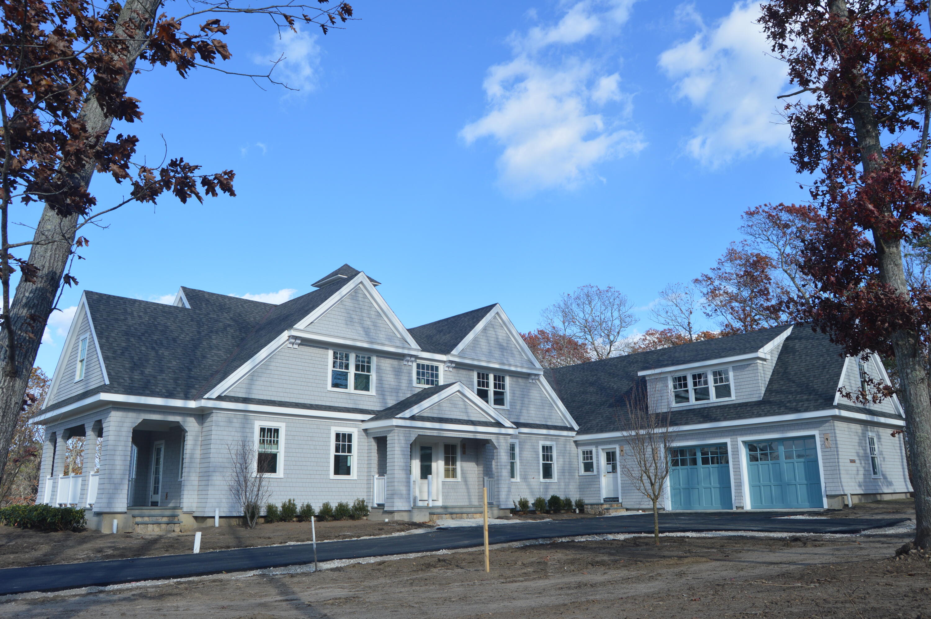 front view of residential houses with street