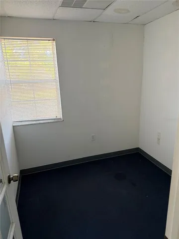 a view of a small space with a window