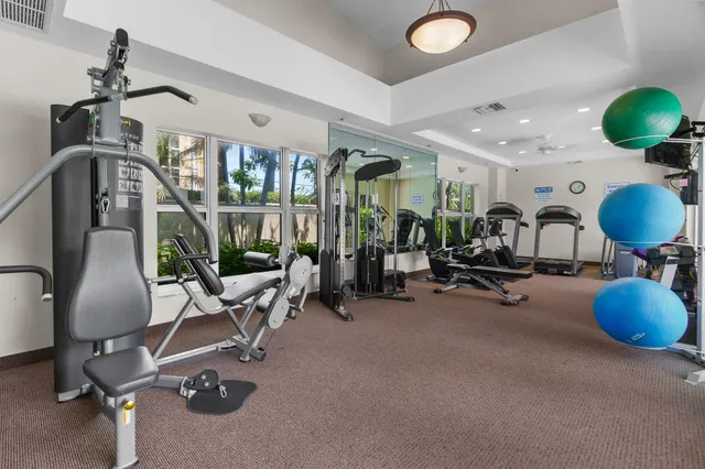 a view of a room with gym equipment