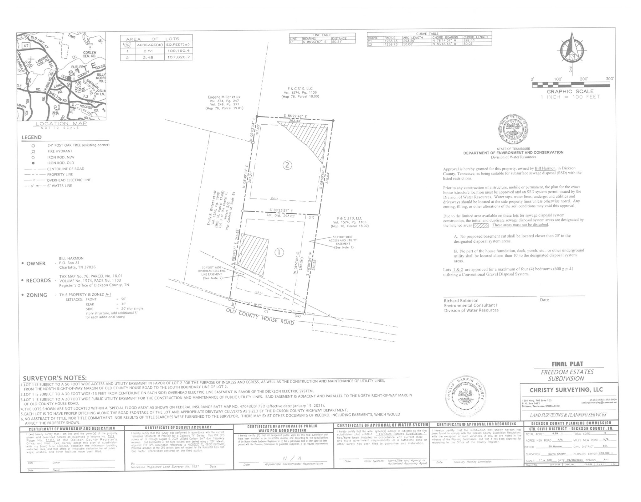 1069 Old County House Road Charlotte, TN 37036 - Photo 41 of 43 New Survey reflecting 2.48 Acres+/-