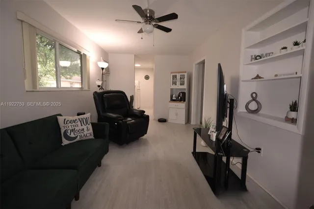 a living room with furniture