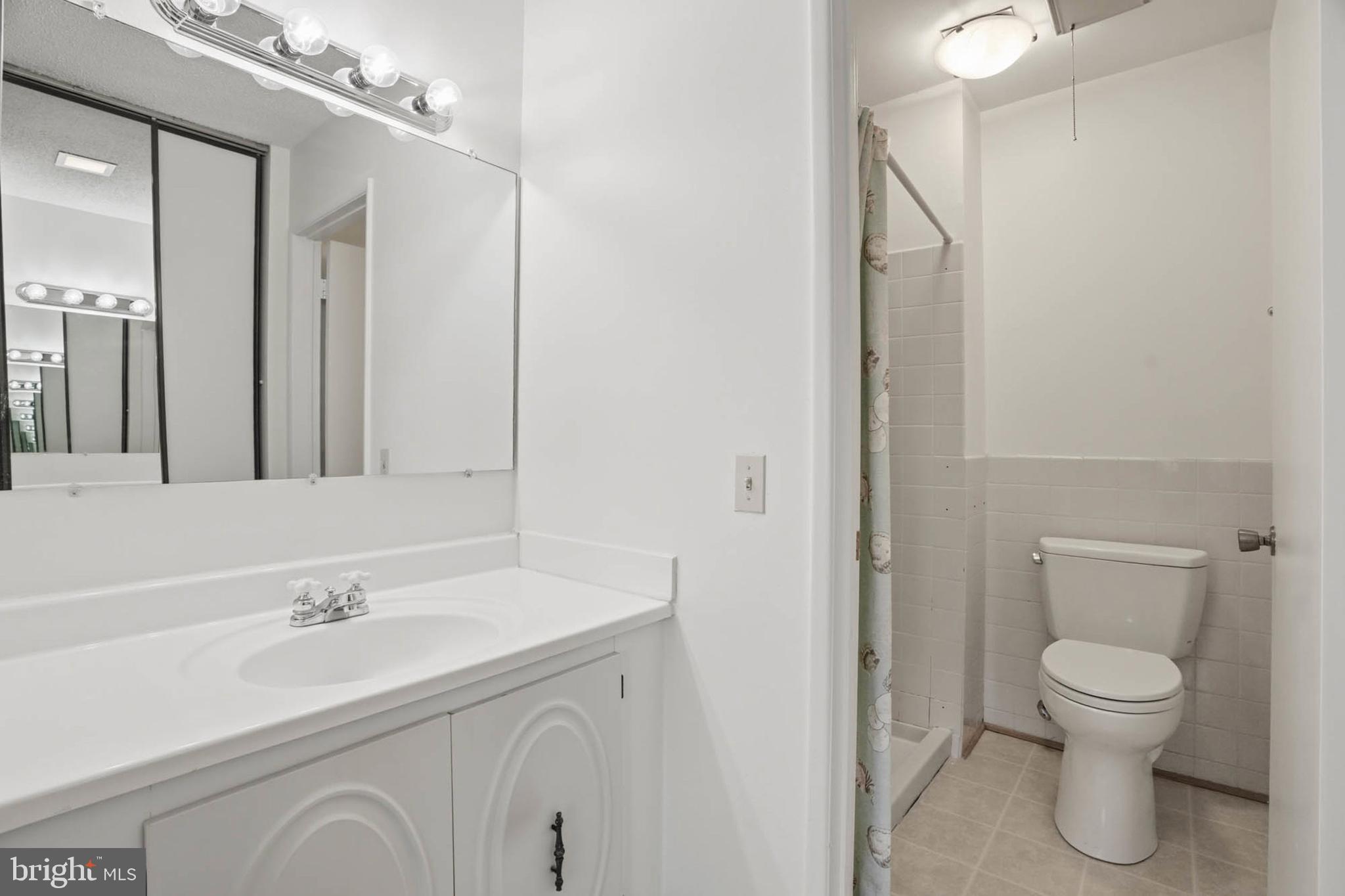 3501 Forest Edge Drive, Unit 142G Silver Spring, MD 20906 - Photo 17 of 30 a bathroom with a sink a toilet and a mirror