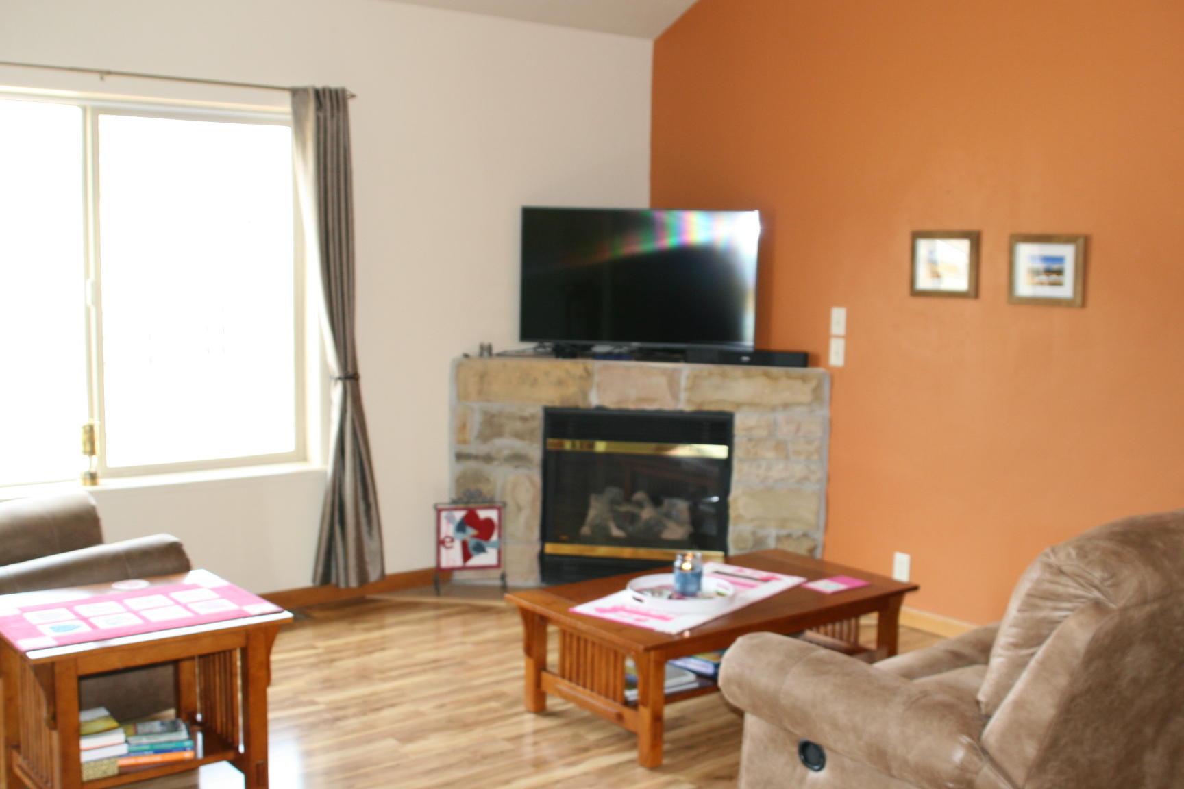 407 Kismet Street, Unit NO # Ridgway, CO 81432 - Photo 22 of 34 a living room with furniture a flat screen tv and a fireplace