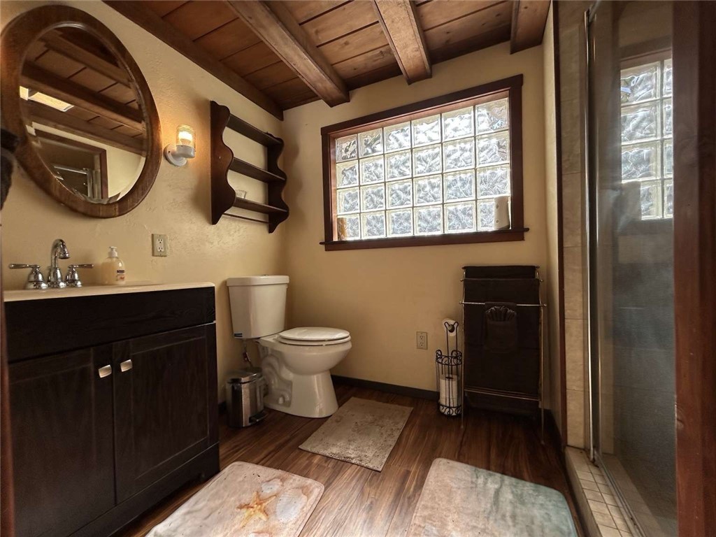 5001 Highway 299 Burnt Ranch, CA 95527 - Photo 6 of 25 a bathroom with a toilet sink and mirror