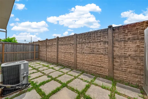 a backyard of a building