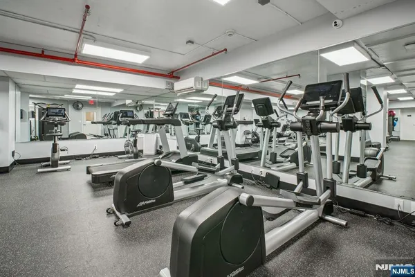 a room with gym equipment