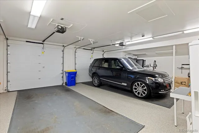 a car parked in a garage