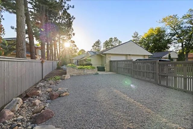 a view of backyard with green space