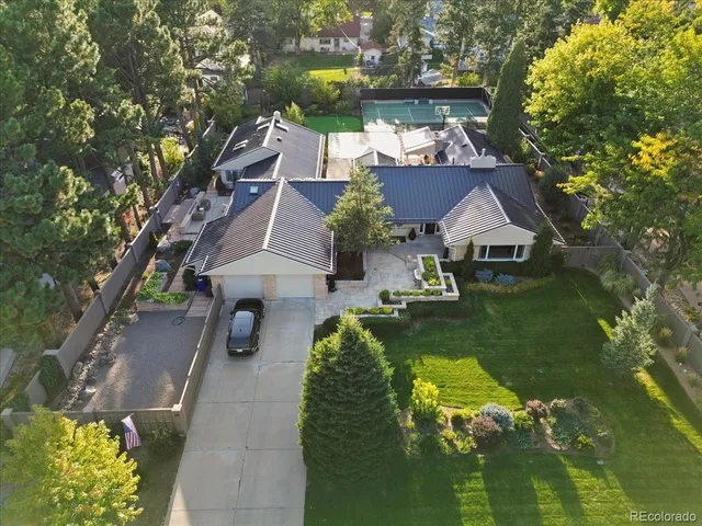 an aerial view of a house