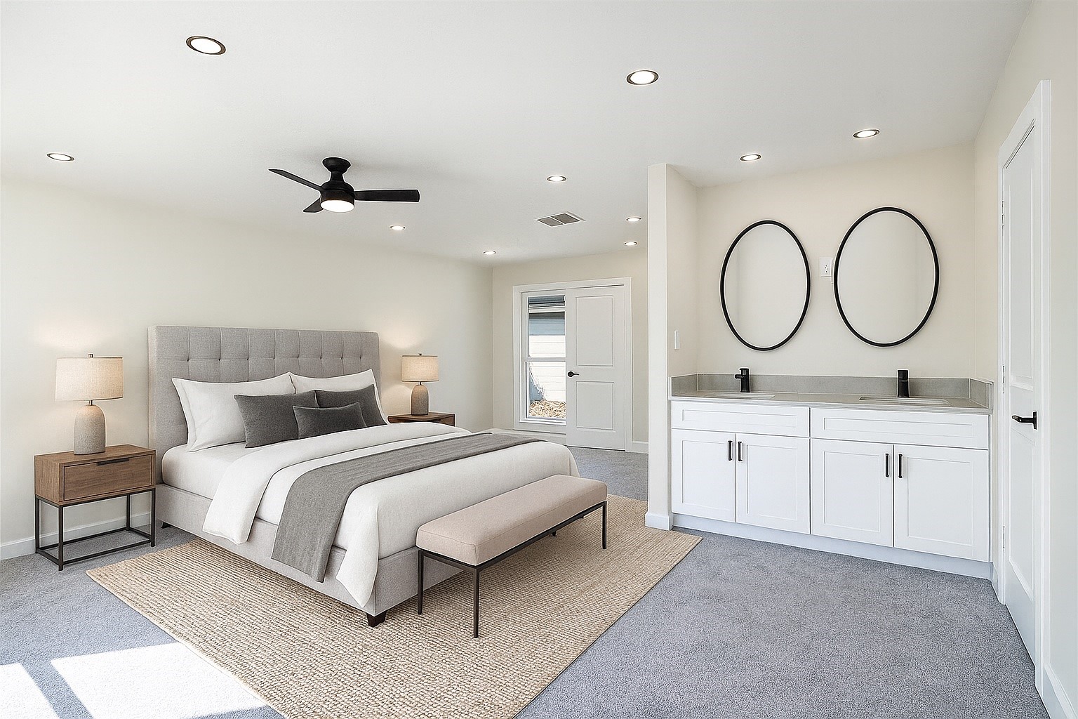 11203 Rousseau Drive Houston, TX 77065 - Photo 4 of 50 a spacious bedroom with a bed a closet and cabinets