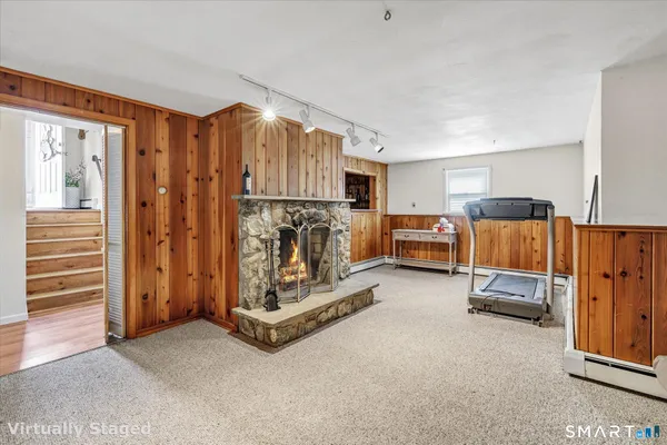 a view of a hallway with workspace