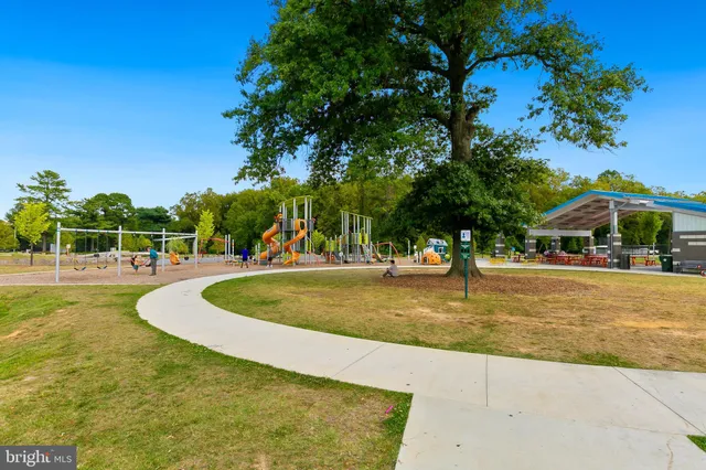a view of a street with potted plants