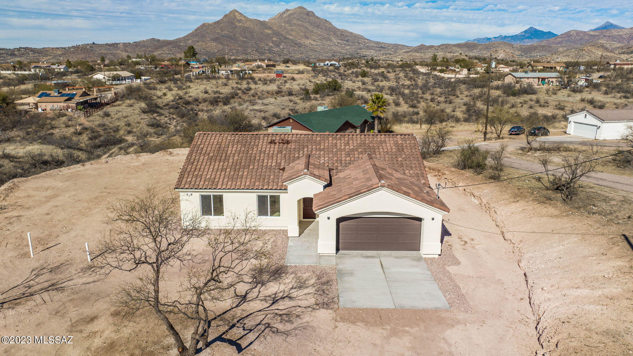 an aerial view of a house