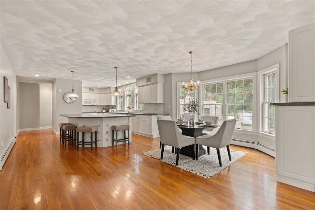 9 Mohawk Lane Lynnfield, MA 01940 - Photo 13 of 42 a dining room with furniture wooden floor a rug and a painting
