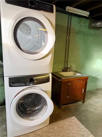 a utility room with a washer and dryer