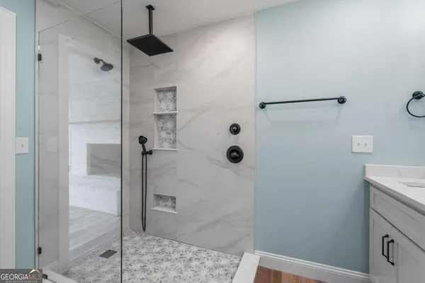 a bathroom with a shower