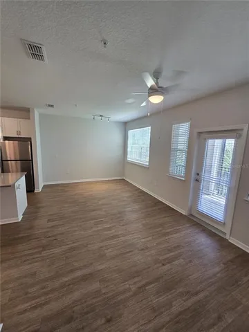 a view of an empty walk in closet
